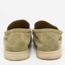 Pre Owned Loro Piana Green Suede Summer Charms Walk Loafers Size 38