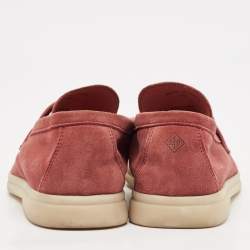 Pre Owned Loro Piana Burgundy Suede Summer Charms Walk Loafers Size 38