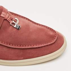 Pre Owned Loro Piana Burgundy Suede Summer Charms Walk Loafers Size 38