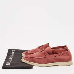 Pre Owned Loro Piana Burgundy Suede Summer Charms Walk Loafers Size 38
