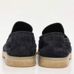 Pre Owned Loro Piana Navy Blue Suede Summer Charms Walk Loafers Size 41