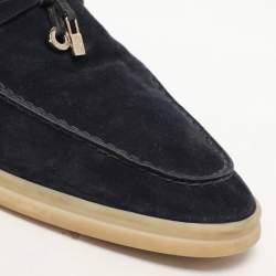 Pre Owned Loro Piana Navy Blue Suede Summer Charms Walk Loafers Size 41