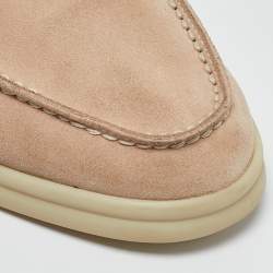 Pre Owned Loro Piana Beige Suede Summer Charms Walk Slip On Loafers Size 35