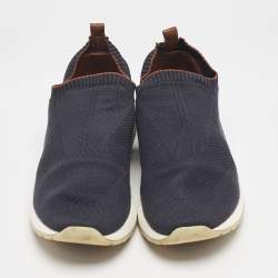 Pre Owned Loro Piana Navy Blue Knit Fabric 360 LP Flexy Walk Sneakers Size 42