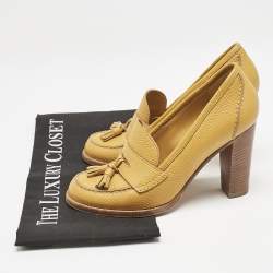 Loro Piana Yellow  Summer Charms Walk Loafer Pumps Size 36