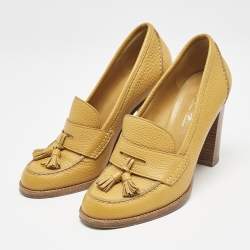 Loro Piana Yellow  Summer Charms Walk Loafer Pumps Size 36
