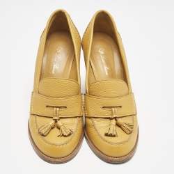 Loro Piana Yellow  Summer Charms Walk Loafer Pumps Size 36