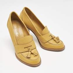 Loro Piana Yellow  Summer Charms Walk Loafer Pumps Size 36