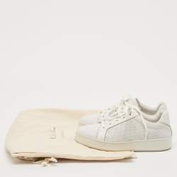 Loro Piana White Perforated Leather Low Top Sneakers Size 37