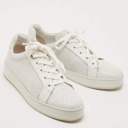 Loro Piana White Perforated Leather Low Top Sneakers Size 37