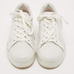 Loro Piana White Perforated Leather Low Top Sneakers Size 37