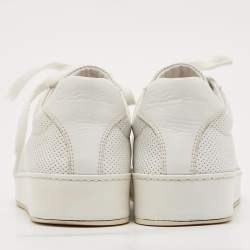 Loro Piana White Perforated Leather Low Top Sneakers Size 37