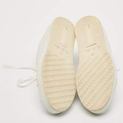 Loro Piana White Perforated Leather Low Top Sneakers Size 37