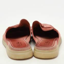 Loro Piana Pink Suede Babouche Charms Walk Flat Mules Size 38.5