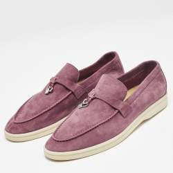 Pre Owned Loro Piana Dakr Pink Suede Summer Charms Walk Loafers Size 39