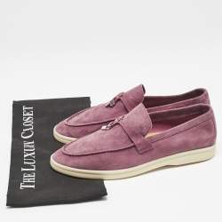 Pre Owned Loro Piana Dakr Pink Suede Summer Charms Walk Loafers Size 39