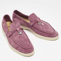 Pre Owned Loro Piana Dakr Pink Suede Summer Charms Walk Loafers Size 39
