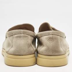 Pre Owned Loro Piana Beige Suede Summer Charms Walk Loafers Size 37