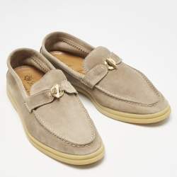 Pre Owned Loro Piana Beige Suede Summer Charms Walk Loafers Size 37