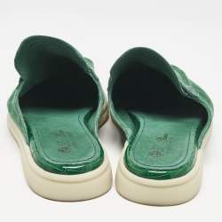 Pre Owned Loro Piana Green Suede and Croc Babouche Charms Walk Flat Mules Size 37
