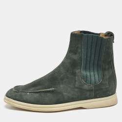 Loro Piana Green Stretch Band and Suede Ankle Length Boots Size 36