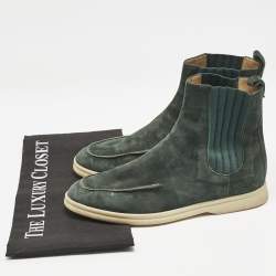 Loro Piana Green Stretch Band and Suede Ankle Length Boots Size 36