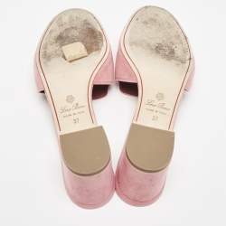 Pre Owned Loro Piana Pink Suede Summer Charms Walk Slide Sandals Size 37