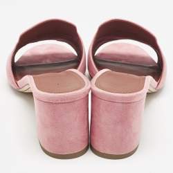 Pre Owned Loro Piana Pink Suede Summer Charms Walk Slide Sandals Size 37