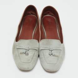 Loro Piana Grey Suede Summer Charms Walk Loafers Size 38.5