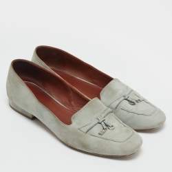 Loro Piana Grey Suede Summer Charms Walk Loafers Size 38.5