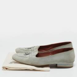 Loro Piana Grey Suede Summer Charms Walk Loafers Size 38.5