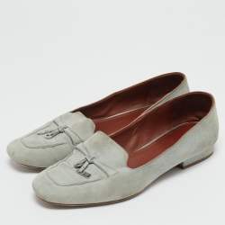 Loro Piana Grey Suede Summer Charms Walk Loafers Size 38.5