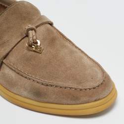 Pre Owned Loro Piana Beige Suede Summer Charms Walk Loafers Size 38