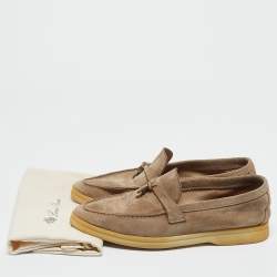Pre Owned Loro Piana Beige Suede Summer Charms Walk Loafers Size 38