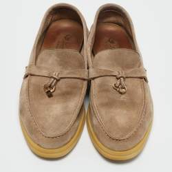 Pre Owned Loro Piana Beige Suede Summer Charms Walk Loafers Size 38
