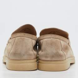 Pre Owned Loro Piana Beige Suede Summer Charms Walk Loafers Size 39