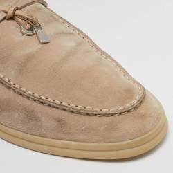 Pre Owned Loro Piana Beige Suede Summer Charms Walk Loafers Size 39