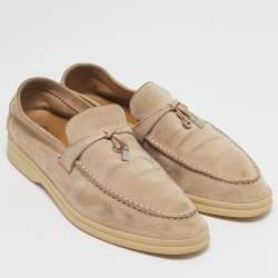 Pre Owned Loro Piana Beige Suede Summer Charms Walk Loafers Size 39