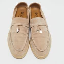Pre Owned Loro Piana Beige Suede Summer Charms Walk Loafers Size 39