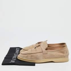 Pre Owned Loro Piana Beige Suede Summer Charms Walk Loafers Size 39