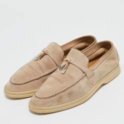 Pre Owned Loro Piana Beige Suede Summer Charms Walk Loafers Size 39