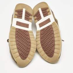 Pre Owned Loro Piana Olive Green Fabric and Leather 360 LP Flexy Walk Lace Up Sneakers Size 42