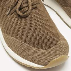 Pre Owned Loro Piana Olive Green Fabric and Leather 360 LP Flexy Walk Lace Up Sneakers Size 42