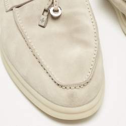 Pre Owned Loro Piana Grey Suede Babouche Charms Walk Sandals Size 37