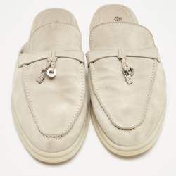 Pre Owned Loro Piana Grey Suede Babouche Charms Walk Sandals Size 37