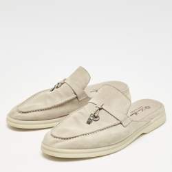 Pre Owned Loro Piana Grey Suede Babouche Charms Walk Sandals Size 37