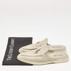 Pre Owned Loro Piana Grey Suede Babouche Charms Walk Sandals Size 37