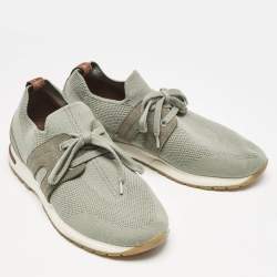 Pre Owned Loro Piana Grey Fabric 360 LP Flexy Walk Low Top Sneakers Size 38
