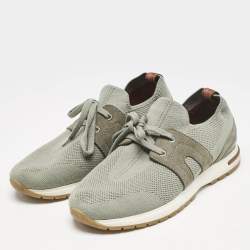 Pre Owned Loro Piana Grey Fabric 360 LP Flexy Walk Low Top Sneakers Size 38