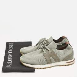 Pre Owned Loro Piana Grey Fabric 360 LP Flexy Walk Low Top Sneakers Size 38